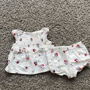 Adorable Floral Kids Set - White and Red